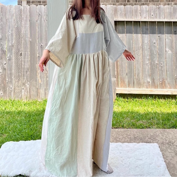 100% Linen | Handmade Quilted Linen Dress | SKU 04171 - Picture 6 of 10